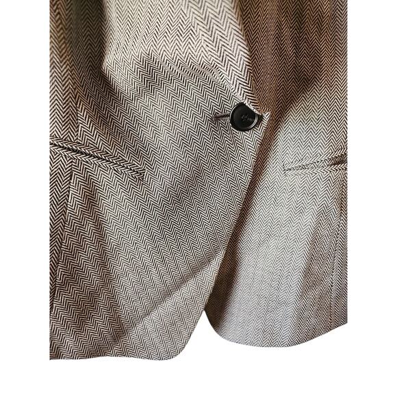 Lafayette 148 virgin wool Herringbone black beige blazer jacket sz 0 - Picture 5 of 8